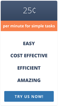 $0.25 per minute for simple tasks. Try us now!